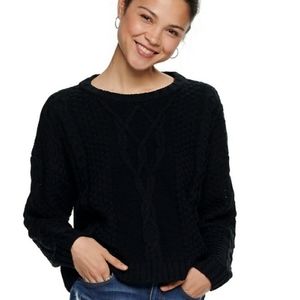 Mudd Drop Shoulder Cable Cropped Sweater NWT